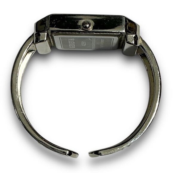 Geneva Y2K Vintage Silver Tone Square Face Bangle Cuff Bracelet Watch